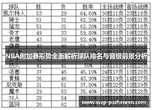 NBA附加赛形势全面解析球队排名与晋级前景分析