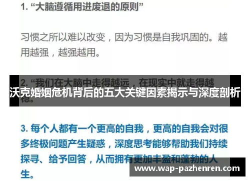 沃克婚姻危机背后的五大关键因素揭示与深度剖析