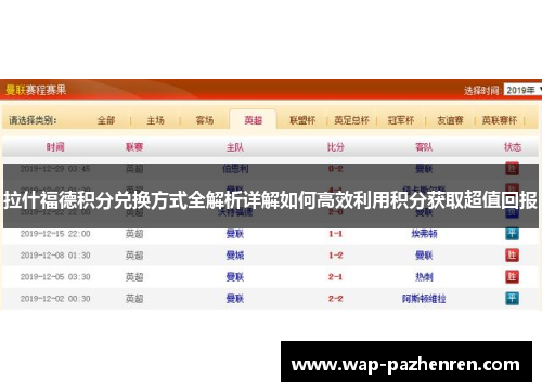 拉什福德积分兑换方式全解析详解如何高效利用积分获取超值回报