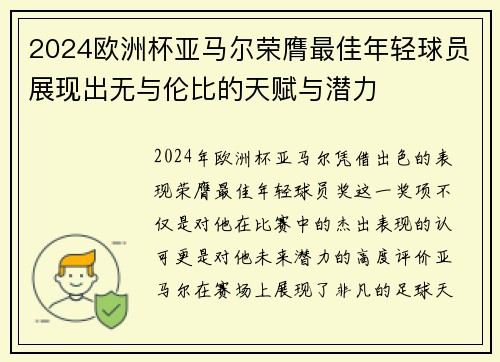 2024欧洲杯亚马尔荣膺最佳年轻球员展现出无与伦比的天赋与潜力